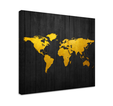 Dark golden  world map art canvas - TenStickers