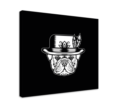 bulldog on black background dog canvas pictures - TenStickers