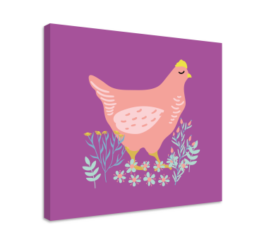 Charming pink hen animal canvas wall art - TenStickers