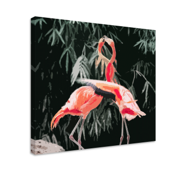 Bird canvas wall art flamingo pair - TenStickers