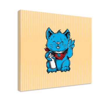 Playful blue cat cat wall art - TenStickers