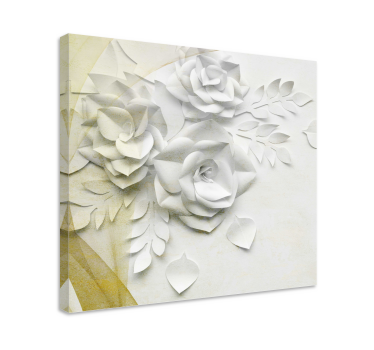 Elegant golden white flowers 3D canvas pictures - TenStickers