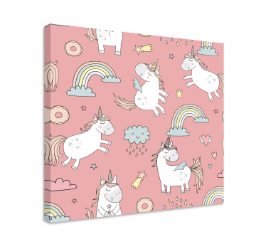 Playful unicorn pattern unicorn pictures framed - TenStickers