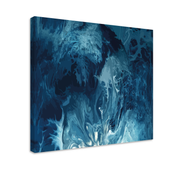 Blue tones watercolor waves abstract framed canvas - TenStickers
