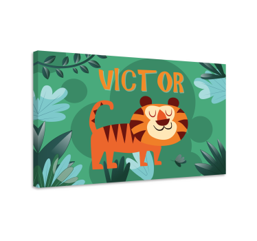 Cute tiger for boy with name customisable canvas prints - TenStickers