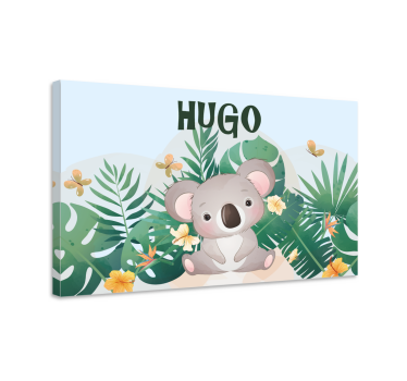 Cute koala for boy with name customisable canvas prints - TenStickers