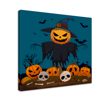 Sinister pumpkin display dinosaur canvas wall art - TenStickers