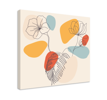 Overlapping flower lines flowers  canvas - TenStickers