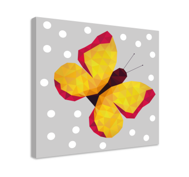 Yellow geometric wings butterfly canvas - TenStickers
