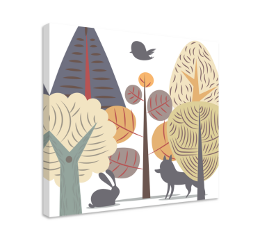 Flowers canvas whimsical forest scene - TenStickers