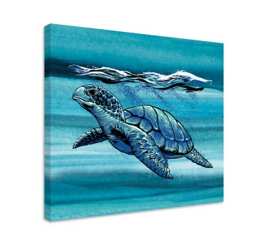 Blue watercolor turtle canvas for living room - TenStickers