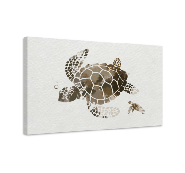 Brown watercolor turtle canvas for living room - TenStickers