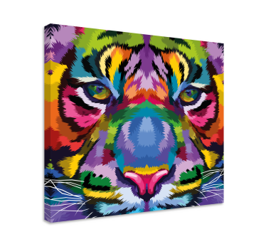 Colorful tiger face animals on canvas - TenStickers