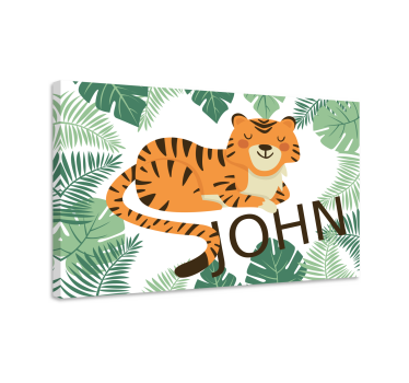Custom name tiger personalised canvas prints - TenStickers