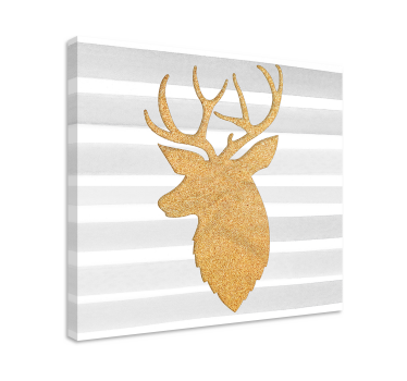 Golden reindeer festive canvas painting - TenStickers