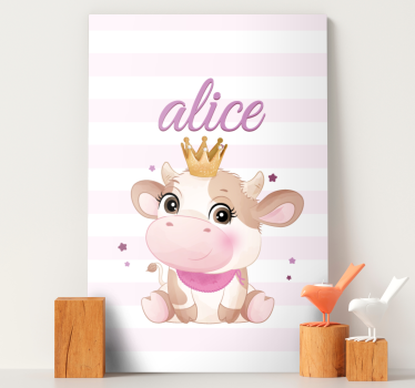 Animal canvas wall art cute cow princess - TenStickers