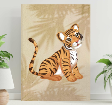 Animal canvas wall art cute tiger illustration - TenStickers