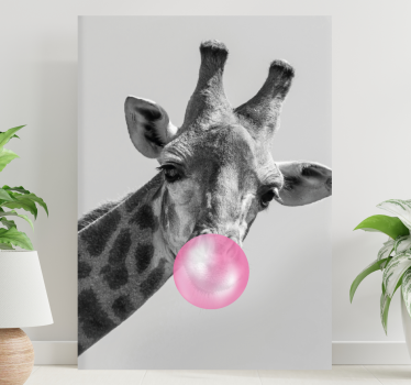 Animal canvas wall art giraffe with bubbles - TenStickers