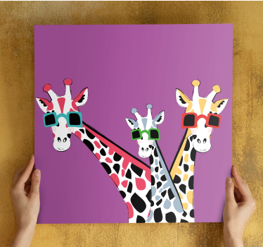 Animal canvas wall art giraffes in sunglasses - TenStickers