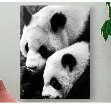 Animal canvas wall art panda pair embrace - TenStickers