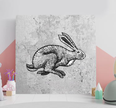 Animal canvas wall art running rabbit design - TenStickers