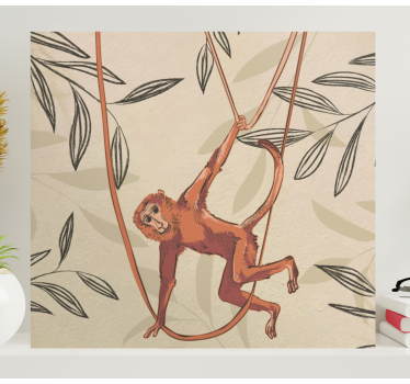 Animal canvas wall art swinging monkey design - TenStickers