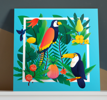 Animal canvas wall art tropical parrots encounter - TenStickers
