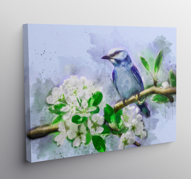 Bird canvas wall art bird on blossom - TenStickers