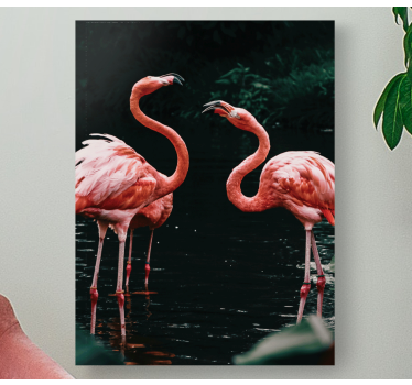 Bird canvas wall art flamingos at dusk - TenStickers