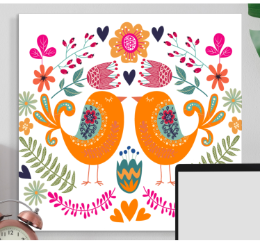Bird canvas wall art love birds design - TenStickers