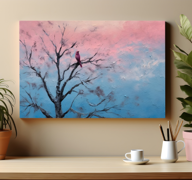 Bird In Tree Canvas Painting Art - TenStickers