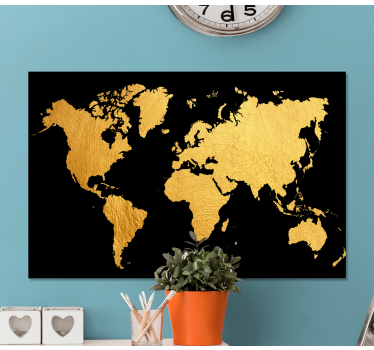 Black and Gold  world map art canvas - TenStickers