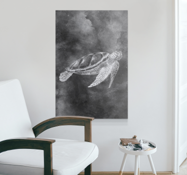 Black watercolor turtle canvas room - TenStickers