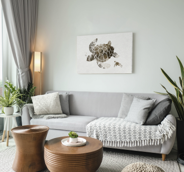 Brown watercolor turtle canvas for living room - TenStickers