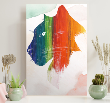 Cat wall art colorful lion profile - TenStickers