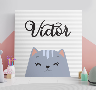 Cat wall art smiling cat victor - TenStickers