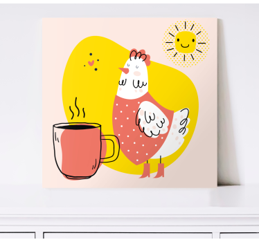 Cheerful chicken morning animal canvas wall art - TenStickers