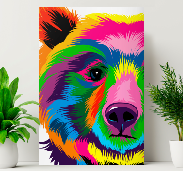 Colorful Bear geometric framed canvas - TenStickers