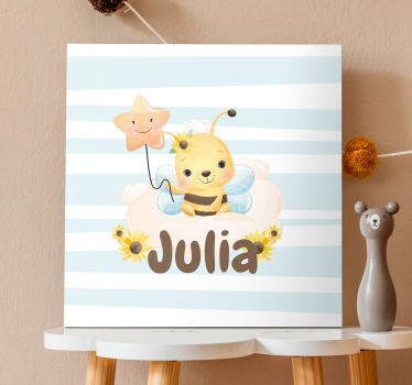 Cute bee character animal canvas wall art - TenStickers