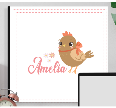 Cute bird character animal canvas wall art - TenStickers