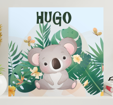 Cute koala for boy with name customisable canvas prints - TenStickers
