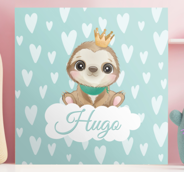 Cute sloth for boy with name customisable canvas prints - TenStickers
