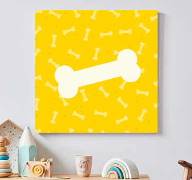 Cute yellow background dog bone canvas pictures - TenStickers
