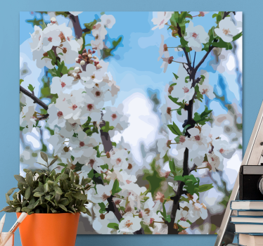 Delicate white blossoms flowers  canvas - TenStickers