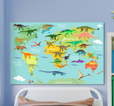 Dinosaur canvas wall art dinosaur globe map - TenStickers