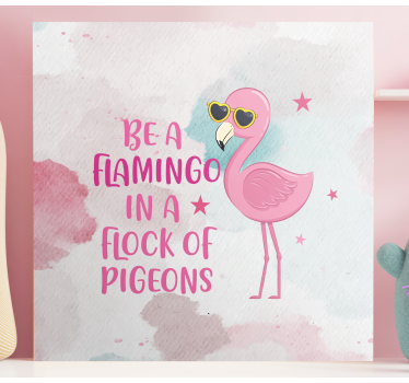 Dinosaur canvas wall art flamingo in sunglasses - TenStickers
