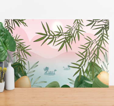 Dinosaur canvas wall art majestic lake beast - TenStickers