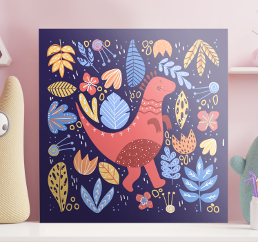 Dinosaur canvas wall art playful dinosaur illustration - TenStickers