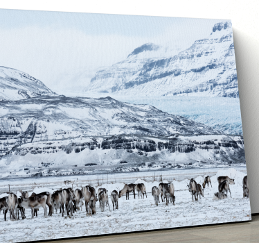 Dinosaur canvas wall art reindeer herding scene - TenStickers