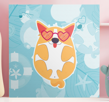 Dog wall art charming corgi lounging - TenStickers